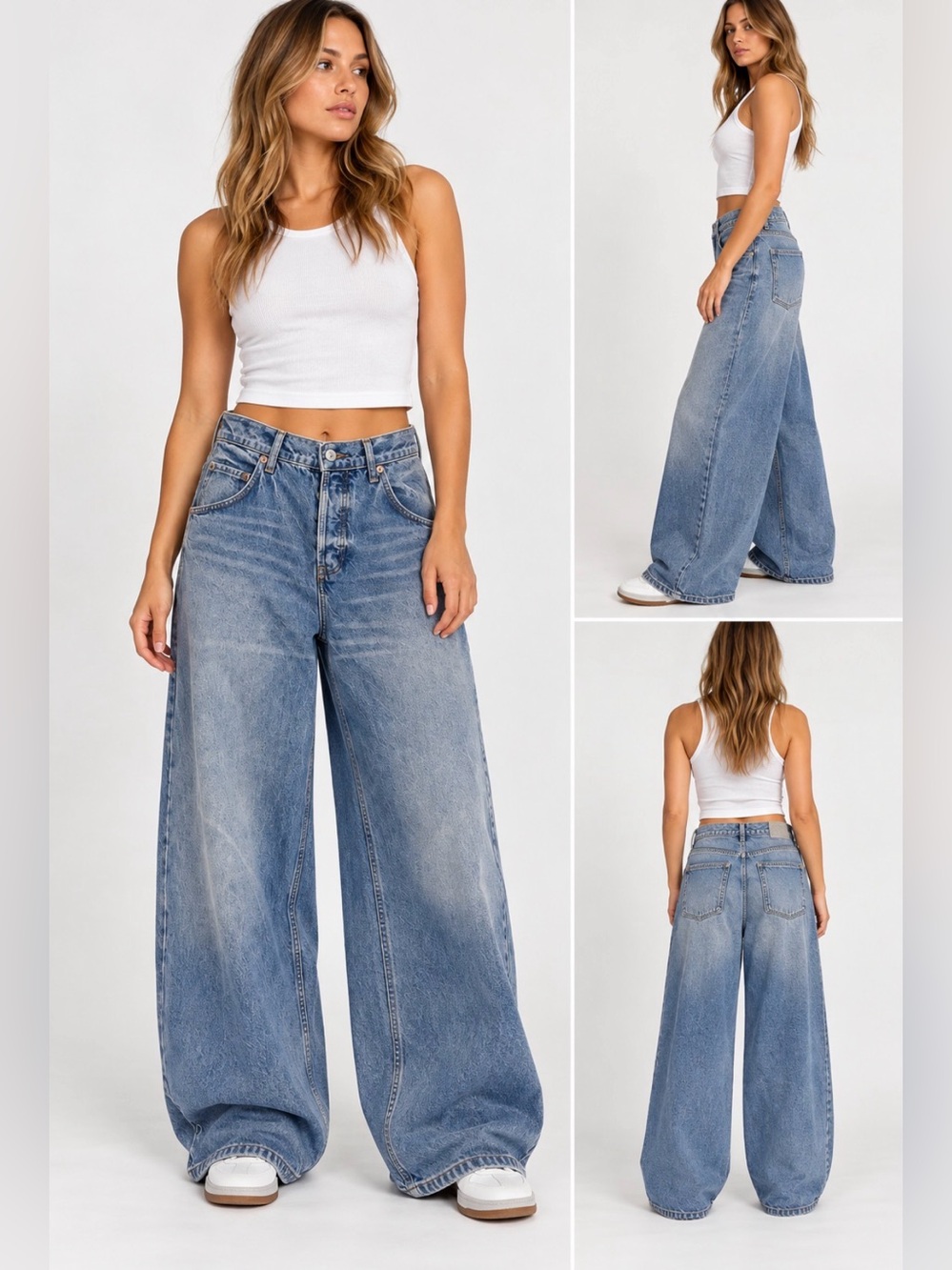 BDG Urban Outfitters NWT Anika Ultra Wide Leg Jeans Vintage Wash 34W
